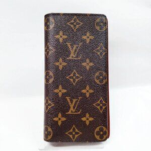 Authentic Louis Vuitton Brown Monogram Leather Long Wallet mn312-122825